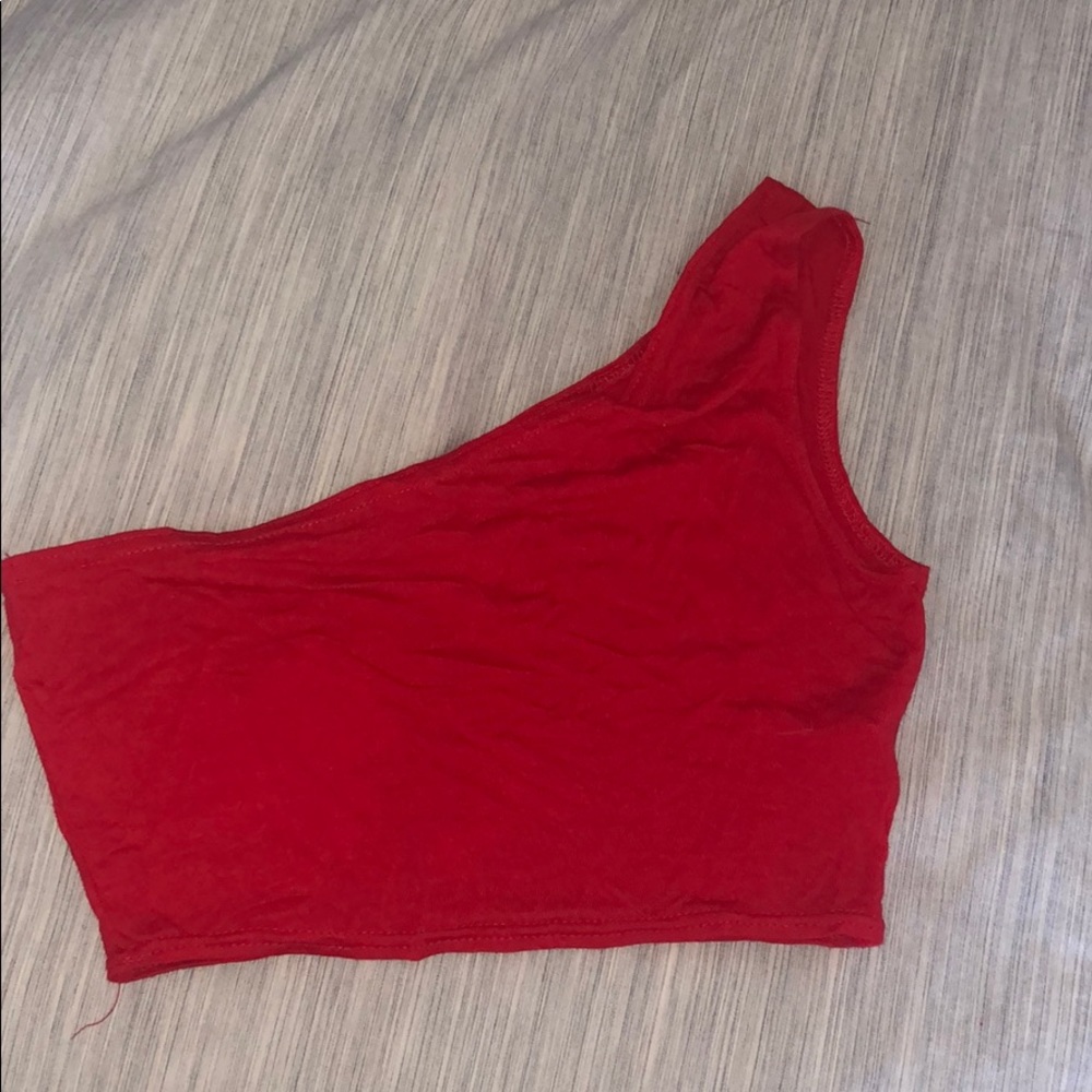 🥳Red Bando top one shoulder